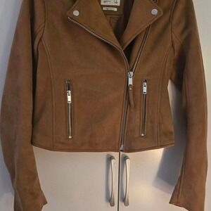 Abercrombie & Fitch brown vegan leather,  biker jacket